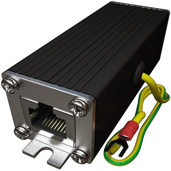 Ethernet Surge Protector Gigabit PoE++ (154W/3.2A) Mounting Flange (Gas Discharge Tube) Metal Shielded RJ45 Lightning Suppressor - LAN Network CAT5/CAT6 Thunder Arrestor - GbE 1000 Mbps TP302