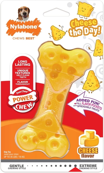 Cheese Dog Toy - Power Chew Dog Toy for Aggressive Chewers - Medium/Wolf (1 Count)