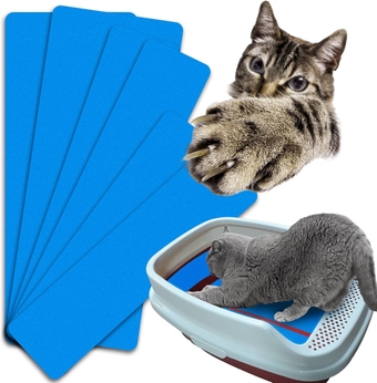 Cat Nail File Scratching Strips - 6 Pcs Scratcher Liner for Litter Box, Furniture, or Any Flat Surface,Nail File for Cats,3 Pairs of Peel Stick Scratching Manicure Strips in Different Sizes