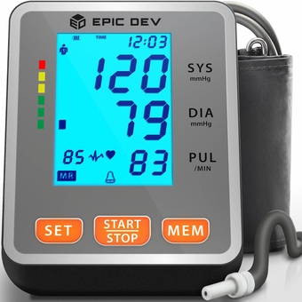 Blood Pressure Monitor Automatic Upper Arm - BP Cuff with Large Display - Digital Machine with Uppre Arm Adjustable Large Cuff - Monitor for Home Use - One Touch BP Cuff - Blood Pressure Kit