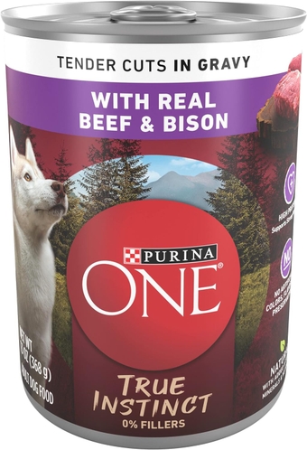 High Protein Wet Dog Food True Instinct Tender Cuts in Dog Food Gravy With Real Beef and Bison - (12) 13 oz. Cans