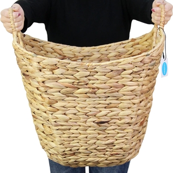 extra large Square Irregular Hyacinth Storage Baskets Natural Hand Woven Water Hyacinth Laundry Hamper With Handles Trapezoid Funnel Dirty Clothes Blanket Sundries Knit Basket