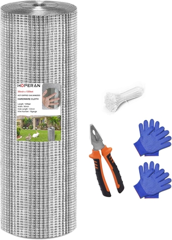 Hardware Cloth 1/2 inch 36 x 100 Ft 19 Gauge Chicken Wire Mesh- Hot Dip Galvanized Chicken Wire Fencing - Wire Fence Mesh Roll for Garden Fencing Chicken Coop & Pet Enclosures