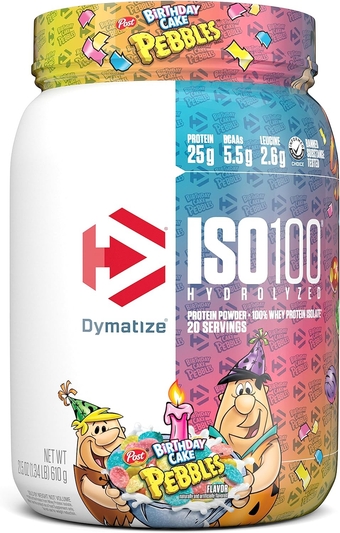 ISO 100 Whey Protein Powder with 25g of Hydrolyzed 100% Whey Isolate, Gluten Free, Fast Digesting, Birthday Cake Pebbles, 20 Servings