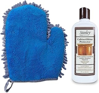 STANLEY HOME PRODUCTS CabinetShine Protector - Furniture Cleaner and Polish + 2-in-1 Clean & Polish Microfiber Mitt - Dual...
