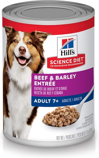 Wet Dog Food, Adult 7+ for Senior Dogs, Beef & Barley Recipe, 13 oz. Cans, 12-Pack