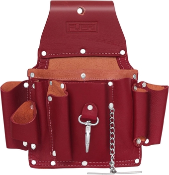 Professional 5 Pocket Electrician Tool Pouch | High Grade Premium Leather Tool Bag, Riveted Reinforcement Organizer Tool Holder | Carpenters Tool Pouch Maroon.