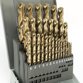 Drill Bit Set 29pcs, Cobalt Drill Bit Set, M35 High Speed Steel Metal Twist Jobber Drill Bit Set for Hardened Metal, Stainless Steel, Wood,Cast Iron,Plastic with Indexed Rose Case, 1/16"-1/2"