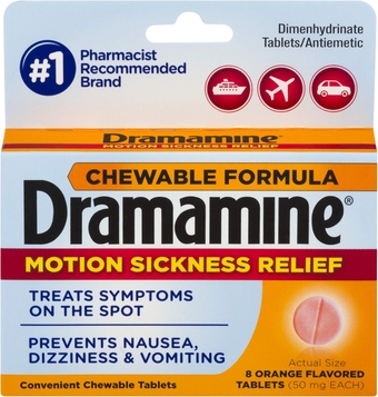 Chewable Formula Motion Sickness Relief | Orange | 8 Count | 3 Pack