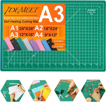Thickened 18"x12" Self Healing Cutting Mat,  Rotary Cutting Sewing Mat for Crafts, 5-Ply Blade Table Protector Cut Board for Fabric Leather Cutting Quilting Modeling Hobby Project, A3, Green