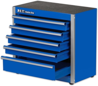 Mini Blue Tool Box, Portable 5-Drawer Micro Roll Cab Steel Tool Box with Liner, Blue Small Tool Case for Tools Storage, Home DIY