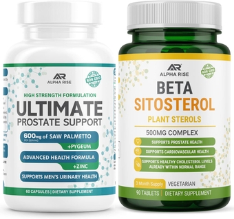 Best Over-The-Counter Prostate Support - Prostate Health Supplement (60 Capsules) + Beta Sitosterol - Natural Plant Sterols (90 Tablets)