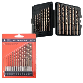 Hex Shank M35 Cobalt Drill Bit Set 13 Pcs&Round Shank M35 Cobalt Drill Bit Set 13 Pcs (1/16"-1/4"), Impact Quick Change Drill Bit Set for Cast Iron, Hardened Metal, Stainless Steel, Wood and Plastic