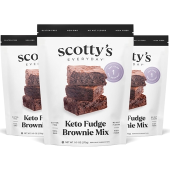 Keto Fudge Brownie Mix - Keto and Gluten Free Brownie Baking Mix - 1g Net Carbs Per Brownie - No Erythritol, Easy to Bake - No Nut Flours - No Sugar Alcohols - Non-GMO - 9.5oz (Pack of 3)