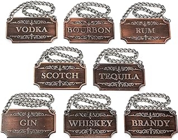 Decanter Tags Copper Set of 8 for Alcohol -    - Bottle - Whiskey, Scotch, Bourbon, Gin, Rum, Vodka, Tequila ...