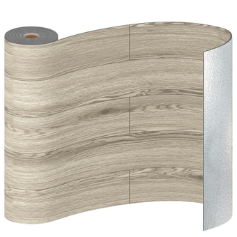 Vinyl Flooring Roll, Wood Grain Peel and Stick Floor Tiles 23.6"x 393.7"/64 Sq.Ft, Wear-Resistant and Waterproof Vinyl Plank Flooring for Bedroom Living Room Kitchen RV Office, Gray Maroon