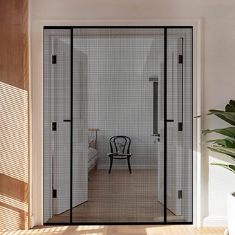 Magnetic Screen Door Mesh with Super Strong Magnets, Fiberglass Double Opening Door Net Screen for Sliding Glass Door, Large Patio Door and French Door, Fit Door Size Up to 72 X 80 Inch, Black