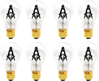 Freemason Lightbulb Freemason Gifts for Men - Scottish Rite Shriners Prince Hall Masonic Gifts for Men – 8 PCs Freemason Square and Compass Emblem Light Bulb for Lodge Altar Decor