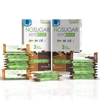 Keto Bar Snack, Peanut Butter X 16, Fudge Brownie X 8 - Low Carb   Keto Snack Food with Keto Friendly Macros, 3g Net Carb, 9g Plant Based Protein, 13g Healthy Fat,  Free (0g)