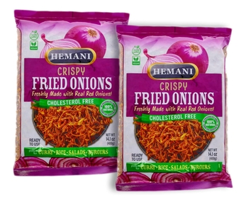HEMANI 2PACK Crispy Red Fried Onions 14.1 OZ (400g) - MSG FREE - Made with Real Red Onions - Perfect Salad Topper (2 PACK)
