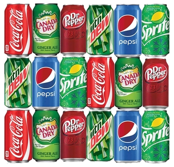 [] - Soda Variety Pack | 6 Multi Flavor Soft Drink Bundle | Assortments of Coca Cola, Canada Dry Ginger Ale, Dr. Pepper, Mountain Dew, Pepsi, Sprite | Your GO-TO Refrigerator Restock Kit! 12oz. (18 Pack)