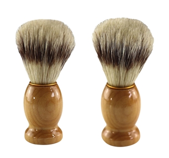 Wood Handled Badger Hair Shaving Brush, 2-Pack Aeorsol-Free Shaving Cream