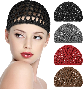 Mesh Crochet Hair Net Snoods for Women Knit Snood Hat Crocheted Hairnet Snoods Cover Crocheted Sleep Cap Rayon Hair Cover Accessory for Sleeping Thick Short