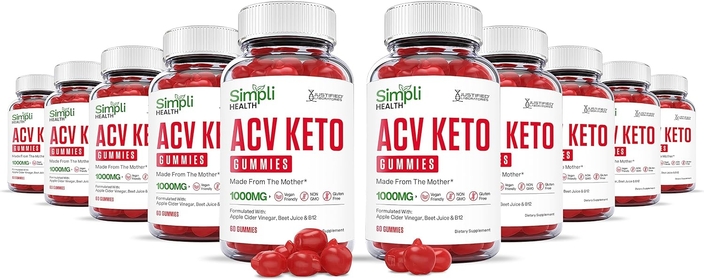 Justified Laboratories (10 Pack) Simpli Health ACV Keto Gummies 1000MG with Pomegranate Juice Beet Root B12 600 Gummys