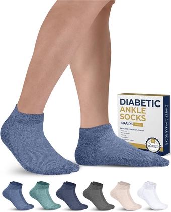 Diabetic Ankle Socks for Men and Women - 6 Pairs Low Cut Seamless Diabetic Socks Women | Diabetic Socks for Men