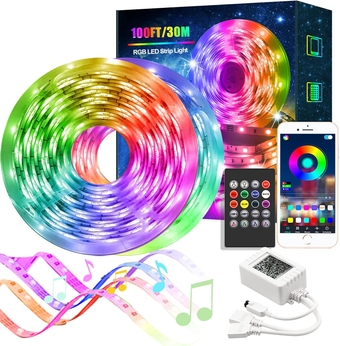 Led Strip Lights 100ft, Smart Light Lights with Bluetooth and APP Control,Multicolor RGB LED Light Strips,Music Sync Color Changing LED Lights for Bedroom,Indoor Light