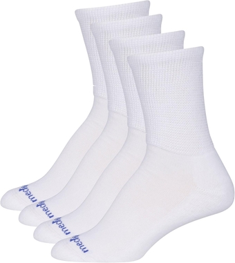 Medipeds Womens Diabetic Extra Wide Crew Socks With Coolmax, 4 Pack