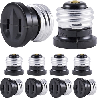 54612 Polarized Handy Plug Easy to Install, Convert Light Bulb to Outlet Socket Adapter, UL Listed, 2-Prong, Black, 10 Pack