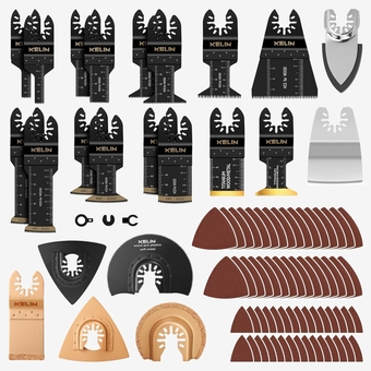 88pcs Oscillating Saw Blades, Multi Tool Blades Kits for Wood Metal Plastic, Oscillating Multitool Blades Include Arc Edge, Titanium Coating, Japanese Teeth, Carbide Blades, Sanding Pads, Shovel