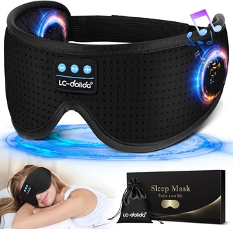 Sleep Headphones, White Noise Bluetooth Sleep Mask 3D Wireless Eye Mask Sleeping with Timing, Sleep Mask with Bluetooth Headphones for Side Sleepers Travel Yoga, Cool Gifts Men Women