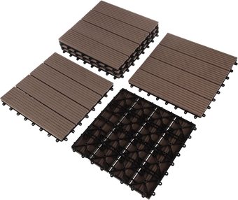 Patio Floor Tiles - Set of 6 Wood/Plastic Composite Interlocking Deck Tiles for Outdoor Flooring Â– Covers 5.8-Square-Feet by   (Mocha Brown)