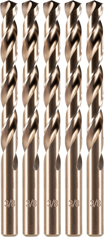 3/8" Cobalt Drill Bit(5Pcs), M35 HSS Metal Drill Bit Set for Hard Metal, Stainless Steel, Cast Iron