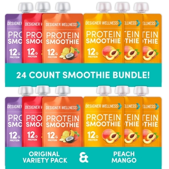 Protein Smoothies Origignal Variety Pack and Peach Mango Bundle