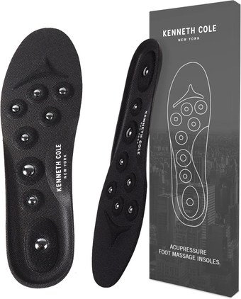 New York Magnetic Therapy Foot Insoles - Comfort Shoe Inserts for Acupressure, Massage, and Pain Relief, Black - Cut to Size