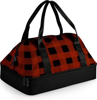 Picnic Time Casserole Carrier, Black/Red Buffalo Plaid, 9 by 13 Inches, Insulated, Zippered Top