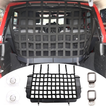 Pet Net Safety Dog Barrier for 2007-2024 Jeep Wrangler JK JL 4 Door Accessories, Behind Rear Seat Pet Dog Covers Trunk Cargo Isolation Liner Net for Jeep Wrangler