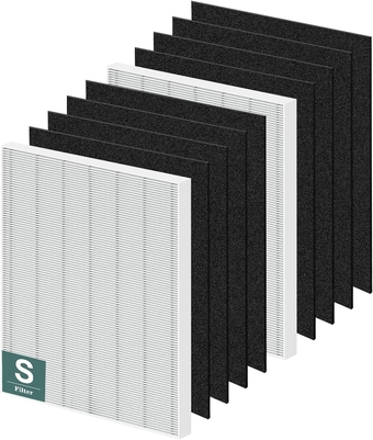 C545 True HEPA Replacement Filter S for Winix C545 Air Purifier, Replace Part 1712-0096-00 and 2522-0058-00, 2 True HEPA Filter S and 8 Activated Carbon Pre-Filters