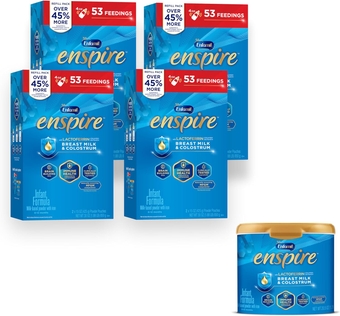 Enspire Infant Formula with Immune-Supporting Lactoferrin, Brain Building DHA, Our Closest Formula to Breast Milk, 1 Reusable Tub & 4 Refill Boxes, 140.5 Oz