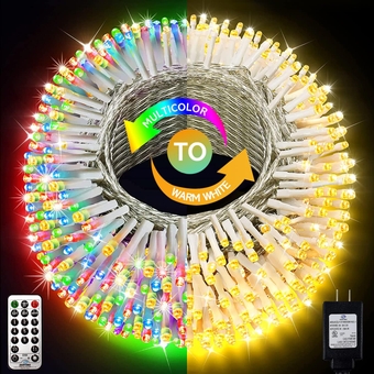 Color Changing Christmas Lights Outdoor - 328Ft 720 LED Fairy String Lights with 11 Lighting Modes & Remote, Waterproof Christmas Tree Lights for Indoor Outside Decorations, Warm White & Multicolor