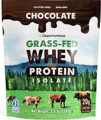 Chocolate Whey Protein Powder - Grass Fed Whey Isolate - 20g Protein + Cacao + Himalayan Salt - Delicious Taste for Shakes, Smoothies & Cooking - Gluten Free & Non GMO - 2.5 lb