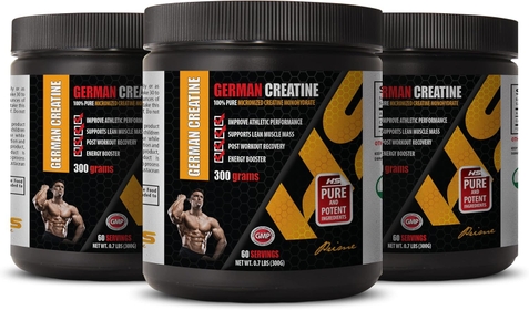 Muscle Mass Supplements for Men - German CREATINE Powder - 100% Pure MICRONIZED CREATINE MONOHYDRATE - Creatine monohydrate Energy - 3 Cans 900 Grams (180 Servings)