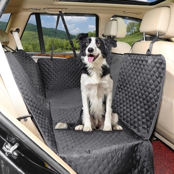 Dog Car Seat Cover for Back Seat Protector, Scratchproof Nonslip Hammock Washable Pets Seat Covers with Mesh Window Against Dirt and Pet Fur for Cars Trucks, Black