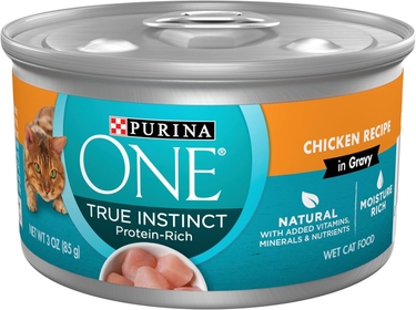 Natural High Protein Cat Food, True Instinct Chicken Recipe in Gravy - (Pack of 24) 3 oz. Pull-Top Cans