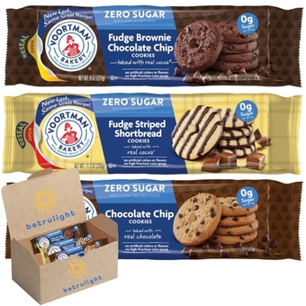 Sugar Free Cookies Baked With Real Cocoa| Fudge Brownie Chocolate Chip| Fudge Striped Shortbread| Chocolate Chip| Voortman oatmeal cookies | Keto Friendly Snacks |8/11.3 oz Pack of 3| Every Order is Elegantly Packaged in a Signature  Branded Box!