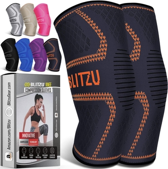 2 Pack Knee Brace | Knee Compression Sleeve for Men & Women | Knee Support for Running | Medical Grade Knee Sleeves for Meniscus Tear, ACL, Arthritis, Joint Pain Relief Orange S