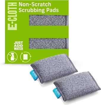 2-Pack Non-Scratch Scrubbing Pads, Microfiber Scrubber and Dish Sponge, Ideal for a Streak-Free Clean Grill, Cast Iron and Dishes, Washable and Reusable, 100 Wash Promise